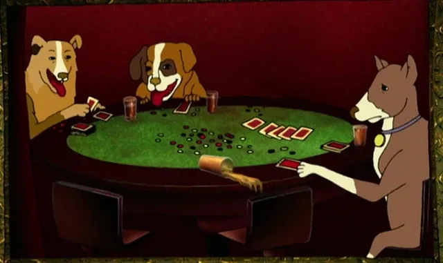 Perros jugando al póquer